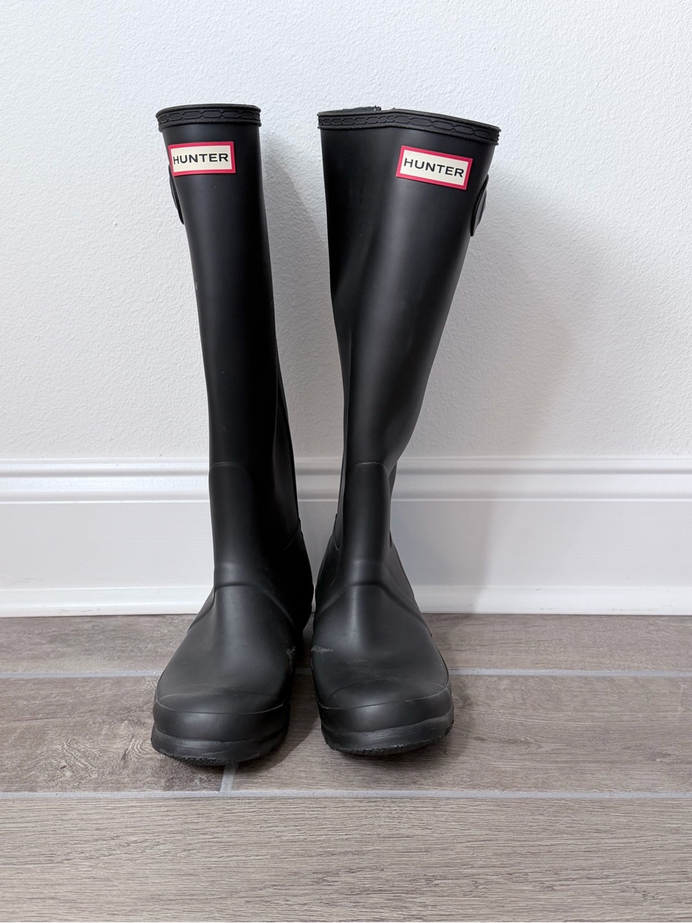 Hunter Tall Matte Black Adjustable Zip Rain Boots Size US 6